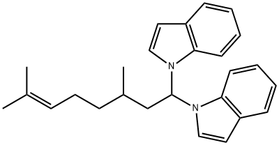 1,1'-(3,7-dimethyloct-6-enylidene)bis(1H-indole) Structure
