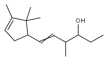 4-methyl-6-(2,2,3-trimethylcyclopent-3-en-1-yl)hex-5-en-3-ol  Structure