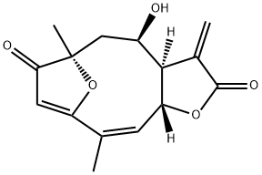 (3aR,4R,6R,10Z,11aR)-3a,5,6,11a-Tetrahydro-4-hydroxy-6,10-dimethyl-3-methylene-6,9-epoxycyclodeca[b]furan-2,7(3H,4H)-dione 구조식 이미지