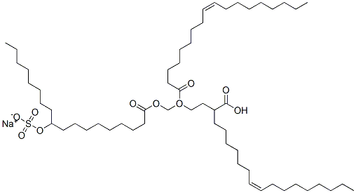 sodium 1-[[[1-oxo-10-(sulphonatooxy)octadecyl]oxy]methyl]-1,2-ethanediyl dioleate 구조식 이미지