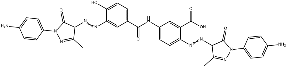 2-[[1-(4-aminophenyl)-4,5-dihydro-3-methyl-5-oxo-1H-pyrazol-4-yl]azo]-5-[[3-[[1-(4-aminophenyl)-4,5-dihydro-3-methyl-5-oxo-1H-pyrazol-4-yl]azo]-4-hydroxybenzoyl]amino]benzoic acid  구조식 이미지