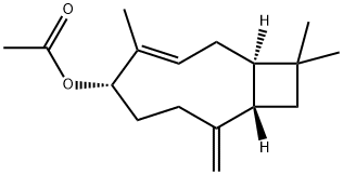 [1R-(1R*,5S*,9S*)]-4,11,11-trimethyl-8-methylenebicyclo[7.2.0]undec-3-en-5-yl acetate 구조식 이미지