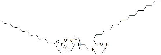 1-[2-[(2-cyanoethyl)(1-oxooctadecyl)amino]ethyl]-2-heptadecyl-4,5-dihydro-1-methyl-1H-imidazolium methyl sulphate 구조식 이미지