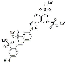 tetrasodium 2-[4-[2-(4-amino-2-sulphonatophenyl)vinyl]-3-sulphonatophenyl]-2H-naphtho[1,2-d]triazole-6,8-disulphonate Structure