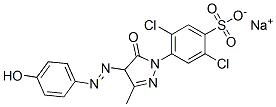 sodium 2,5-dichloro-4-[4,5-dihydro-4-[(4-hydroxyphenyl)azo]-3-methyl-5-oxo-1H-pyrazol-1-yl]benzenesulphonate 구조식 이미지