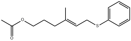 (E)-4-Methyl-6-(phenylthio)-4-hexen-1-ol acetate 구조식 이미지