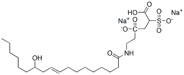 disodium 4-[2-[(12-hydroxy-1-oxooctadec-9-enyl)amino]ethyl] 2-sulphonatosuccinate 구조식 이미지