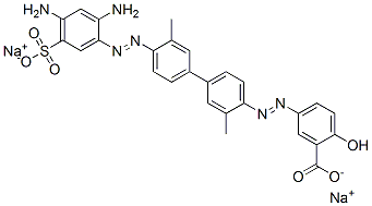 disodium 5-[[4'-[(2,4-diamino-5-sulphonatophenyl)azo]-3,3'-dimethyl[1,1'-biphenyl]-4-yl]azo]salicylate 구조식 이미지