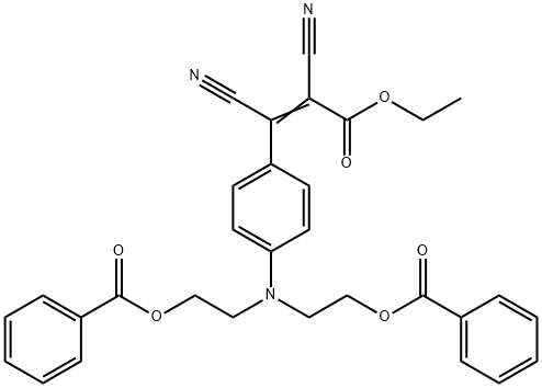 ethyl 3-[4-[bis[2-(benzoyloxy)ethyl]amino]phenyl]-2,3-dicyanoacrylate  Structure