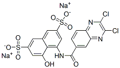 disodium 4-[[(2,3-dichloro-6-quinoxalinyl)carbonyl]amino]-5-hydroxynaphthalene-2,7-disulphonate Structure