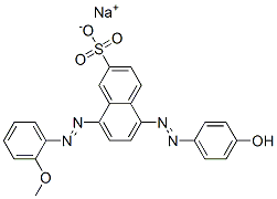 sodium 5-[(4-hydroxyphenyl)azo]-8-[(2-methoxyphenyl)azo]naphthalene-2-sulphonate 구조식 이미지