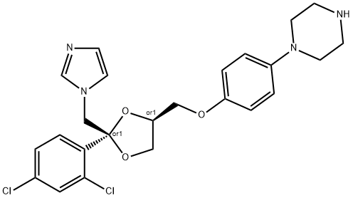 cis-1-[4-[[2-(2,4-dichlorophenyl)-2-(1H-imidazol-1-ylmethyl)-1,3-dioxolan-4-yl]methoxy]phenyl]piperazine Structure