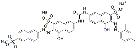 trisodium 3-[(2,4-dimethylphenyl)azo]-4-hydroxy-7-[[[[5-hydroxy-7-sulphonato-6-[(6-sulphonato-2-naphthyl)azo]-2-naphthyl]amino]carbonyl]amino]naphthalene-2-sulphonate 구조식 이미지
