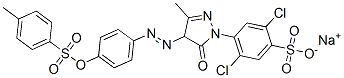 sodium 2,5-dichloro-4-[4,5-dihydro-3-methyl-4-[[4-[(p-tolylsulphonyl)oxy]phenyl]azo]-5-oxo-1H-pyrazol-1-yl]benzenesulphonate 구조식 이미지