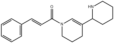 1,2,3,4-Tetrahydro-1-[(E)-1-oxo-3-phenyl-2-propenyl]-5-(2-piperidinyl)pyridine 구조식 이미지
