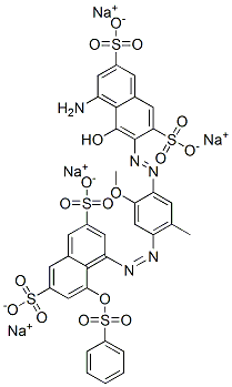 tetrasodium 4-amino-5-hydroxy-6-[[2-methoxy-5-methyl-4-[[8-[(phenylsulphonyl)oxy]-3,6-disulphonato-1-naphthyl]azo]phenyl]azo]naphthalene-2,7-disulphonate Structure