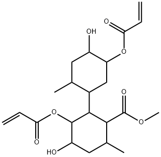 methyl 5',6-bis(acryloyloxy)-4',5-dihydroxy-2',3-dimethyl[1,1'-bicyclohexyl]-2-carboxylate 구조식 이미지