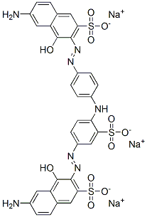 trisodium 6-amino-3-[[4-[[4-[(7-amino-1-hydroxy-3-sulphonato-2-naphthyl)azo]phenyl]amino]-3-sulphonatophenyl]azo]-4-hydroxynaphthalene-2-sulphonate 구조식 이미지