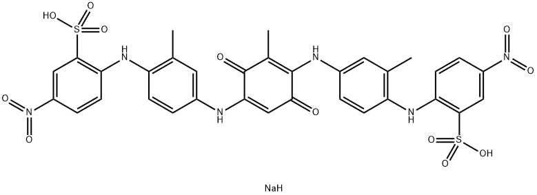 disodium 2,2'-[(2-methyl-3,6-dioxo-1,4-cyclohexadiene-1,4-diyl)bis[imino(2-methyl-4,1-phenylene)imino]]bis(5-nitrobenzenesulphonate)  구조식 이미지