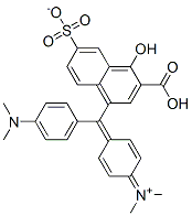 N-[4-[(3-Carboxy-4-hydroxy-6-sulfonato-1-naphthalenyl)[4-(dimethylamino)phenyl]methylene]-2,5-cyclohexadien-1-ylidene]-N-methylmethanaminium 구조식 이미지