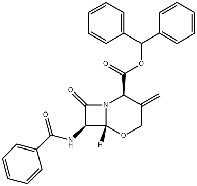 (2R,6R,7R)-7-(Benzoylamino)-3-methylene-8-oxo-5-oxa-1-azabicyclo[4.2.0]octane-2-carboxylic acid diphenylmethyl ester Structure
