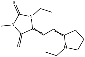 1-ethyl-5-[(1-ethyl-2-pyrrolidinylidene)ethylidene]-3-methyl-2-thioxoimidazolidin-4-one 구조식 이미지