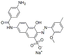 7-[(4-Aminobenzoyl)amino]-4-hydroxy-3-[(2-methoxy-5-methylphenyl)azo]-2-naphthalenesulfonic acid sodium salt 구조식 이미지