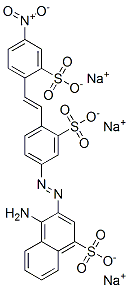 trisodium 4-amino-3-[[4-[2-(4-nitro-2-sulphonatophenyl)vinyl]-3-sulphonatophenyl]azo]naphthalene-1-sulphonate 구조식 이미지