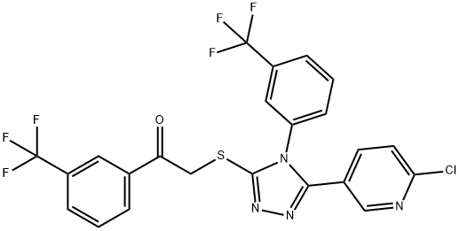 2-((5-(6-CHLORO-3-PYRIDYL)-4-[3-(TRIFLUOROMETHYL)PHENYL]-4H-1,2,4-TRIAZOL-3-YL)THIO)-1-[3-(TRIFLUOROMETHYL)PHENYL]ETHAN-1-ONE Structure