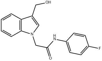 1H-INDOLE-1-ACETAMIDE, N-(4-FLUOROPHENYL)-3-(HYDROXYMETHYL)- Structure