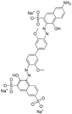 trisodium 4-[[4'-[(6-amino-1-hydroxy-3-sulphonato-2-naphthyl)azo]-3,3'-dimethoxy[1,1'-biphenyl]-4-yl]azo]-3-hydroxynaphthalene-2,7-disulphonate 구조식 이미지