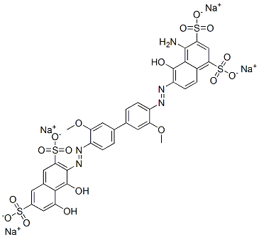 tetrasodium 4-amino-6-[[4'-[(1,8-dihydroxy-3,6-disulphonato-2-naphthyl)azo]-3,3'-dimethoxy[1,1'-biphenyl]-4-yl]azo]-5-hydroxynaphthalene-1,3-disulphonate Structure
