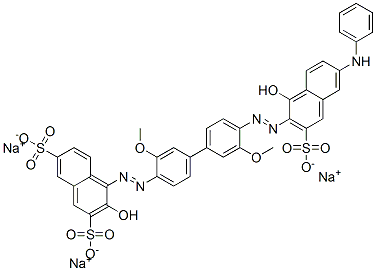 3-Hydroxy-4-[[4'-[[1-hydroxy-6-(phenylamino)-3-sulfo-2-naphthalenyl]azo]-3,3'-dimethoxy[1,1'-biphenyl]-4-yl]azo]-2,7-naphthalenedisulfonic acid trisodium salt 구조식 이미지