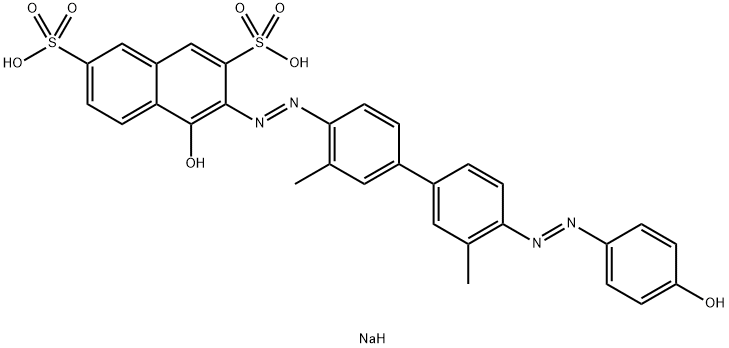 disodium 4-hydroxy-3-[[4'-[(4-hydroxyphenyl)azo]-3,3'-dimethyl[1,1'-biphenyl]-4-yl]azo]naphthalene-2,7-disulphonate 구조식 이미지