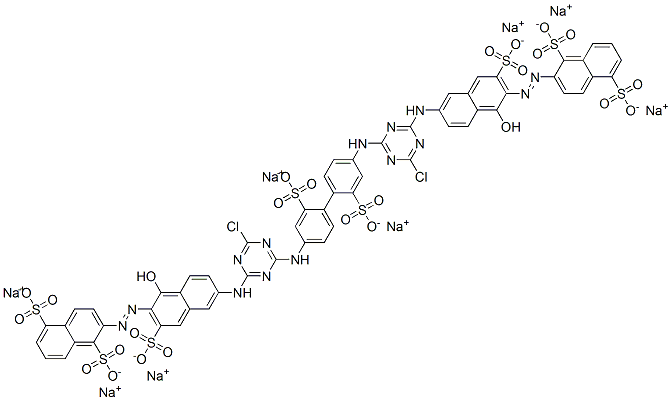 octasodium 2,2'-[(2,2'-disulphonato[1,1'-biphenyl]-4,4'-diyl)bis[imino(6-chloro-1,3,5-triazine-4,2-diyl)imino(1-hydroxy-3-sulphonatonaphthalene-6,2-diyl)azo]]bisnaphthalene-1,5-disulphonate Structure