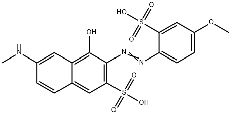 4-hydroxy-3-[(4-methoxy-2-sulphophenyl)azo]-6-(methylamino)naphthalene-2-sulphonic acid 구조식 이미지
