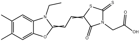 5-[(3-ethyl-5,6-dimethylbenzoxazol-2(3H)-ylidene)ethylidene]-4-oxo-2-thioxothiazolidin-3-acetic acid 구조식 이미지