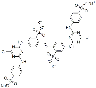 dipotassium disodium 4,4'-bis[[4-chloro-6-[(4-sulphonatophenyl)amino]-1,3,5-triazin-2-yl]amino]stilbene-2,2'-disulphonate 구조식 이미지