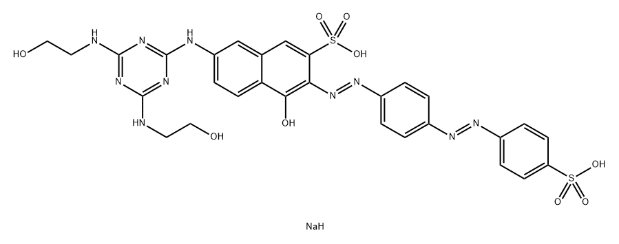 disodium 7-[[4,6-bis[(2-hydroxyethyl)amino]-1,3,5-triazin-2-yl]amino]-4-hydroxy-3-[[4-[(4-sulphonatophenyl)azo]phenyl]azo]naphthalene-2-sulphonate 구조식 이미지