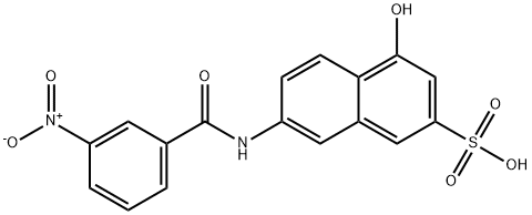 4-hydroxy-7-[(3-nitrobenzoyl)amino]naphthalene-2-sulphonic acid 구조식 이미지