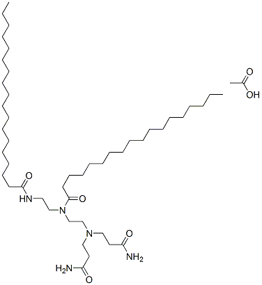 N-[2-[비스(3-아미노-3-옥소프로필)아미노]에틸]-N-[2-(스테아로일아미노)에틸]스테아르아미드모노아세테이트 구조식 이미지