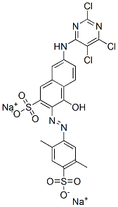 3-[(2,5-Dimethyl-4-sulfophenyl)azo]-4-hydroxy-7-[(2,5,6-trichloropyrimidin-4-yl)amino]-2-naphthalenesulfonic acid disodium salt 구조식 이미지