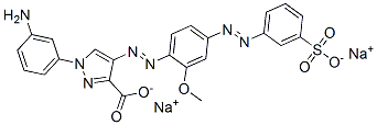 disodium 1-(3-aminophenyl)-4-[[2-methoxy-4-[(3-sulphonatophenyl)azo]phenyl]azo]-1H-pyrazole-3-carboxylate  Structure