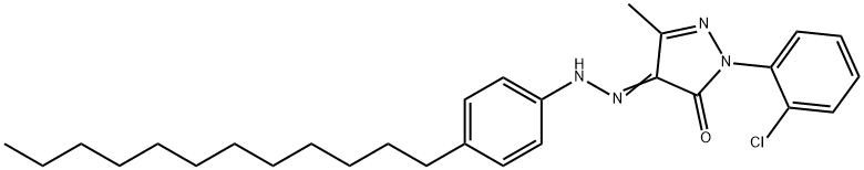 1-(2-chlorophenyl)-3-methyl-1H-pyrazole-4,5-dione 4-[(4-dodecylphenyl)hydrazone]  구조식 이미지
