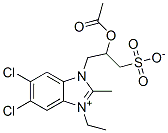 1-[2-(acetoxy)-3-sulphonatopropyl]-5,6-dichloro-3-ethyl-2-methyl-1H-benzimidazolium 구조식 이미지