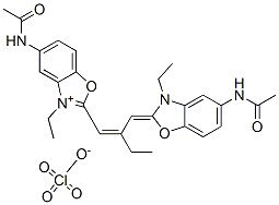 5-(acetamido)-2-[2-[[5-(acetamido)-3-ethyl-3H-benzoxazol-2-ylidene]methyl]but-1-enyl]-3-ethylbenzoxazolium perchlorate 구조식 이미지