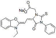 sodium 5-[(3-ethyl-3H-benzoxazol-2-ylidene)ethylidene]-4-oxo-3-phenyl-2-thioxoimidazolidine-1-acetate Structure