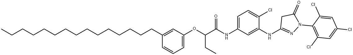 N-[4-chloro-3-[[4,5-dihydro-5-oxo-1-(2,4,6-trichlorophenyl)-1H-pyrazol-3-yl]amino]phenyl]-2-(3-pentadecylphenoxy)butyramide Structure
