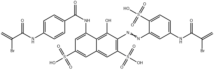 5-[[4-[(2-bromo-1-oxoallyl)amino]benzoyl]amino]-3-[[5-[(2-bromo-1-oxoallyl)amino]-2-sulphophenyl]azo]-4-hydroxynaphthalene-2,7-disulphonic acid 구조식 이미지