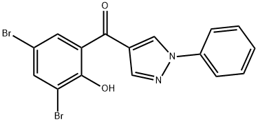 4-(3,5-DIBROMO-2-HYDROXYBENZOYL)-1-페닐피라졸 구조식 이미지